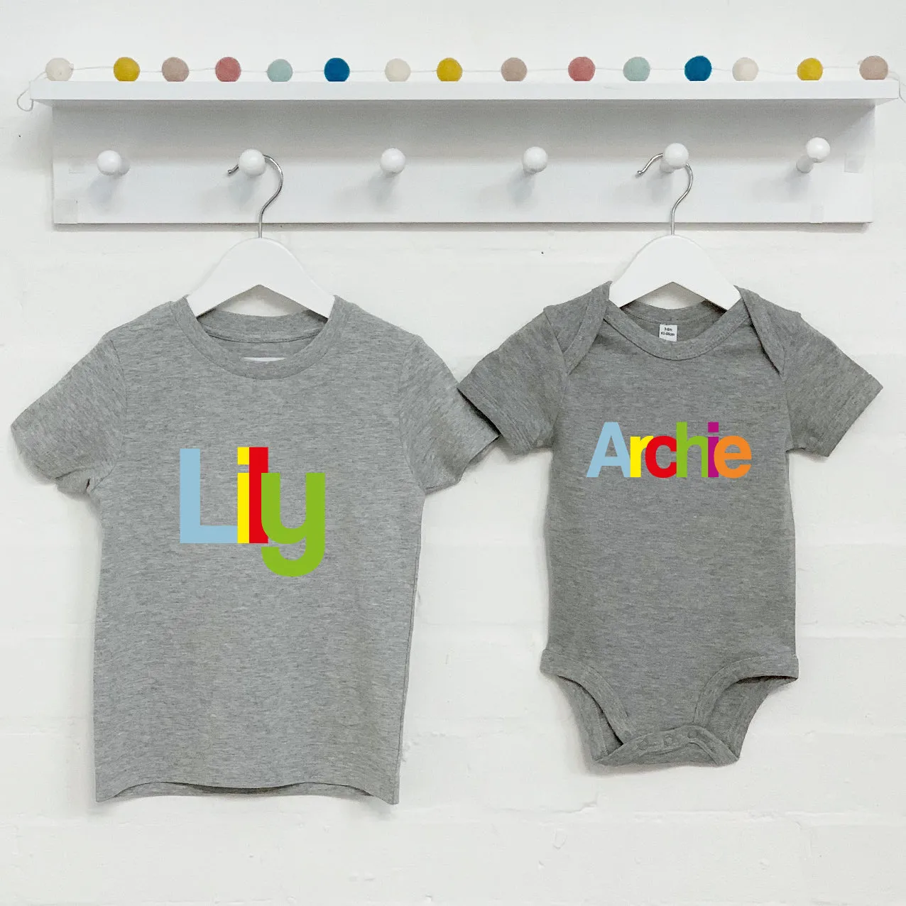 Personalised Multicoloured Baby And Child Set