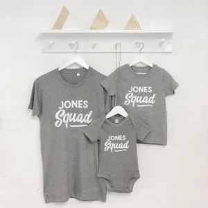 Personalised Squad Family Surname Matching T Shirt Set