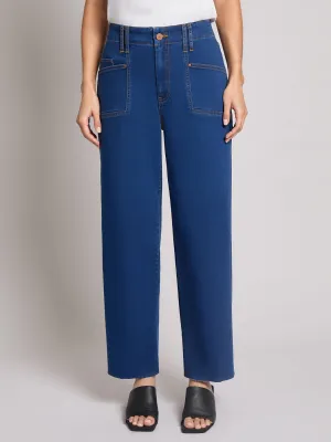 Petite Patch Pocket Wide Leg Denim, Phoenix Wash