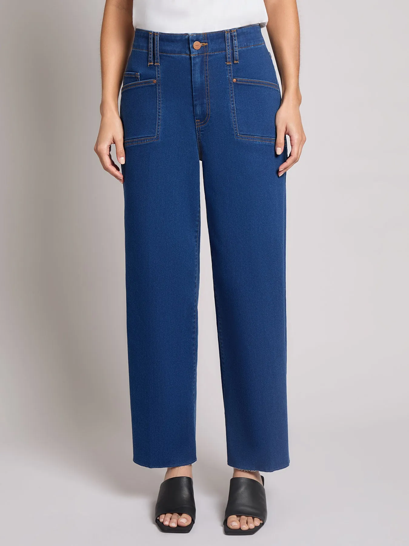Petite Patch Pocket Wide Leg Denim, Phoenix Wash