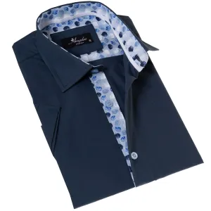Petrol Blue Short Sleeve Button up Shirts - Tailored Slim Fit Cotton
