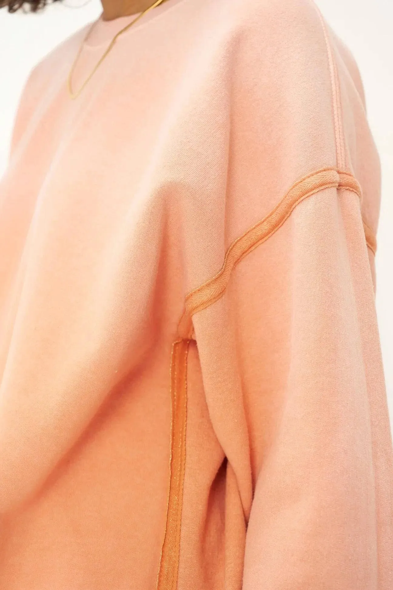 Pia Sun Faded Crew Sweatshirt by Project Social T | Faded Apricot Quartz