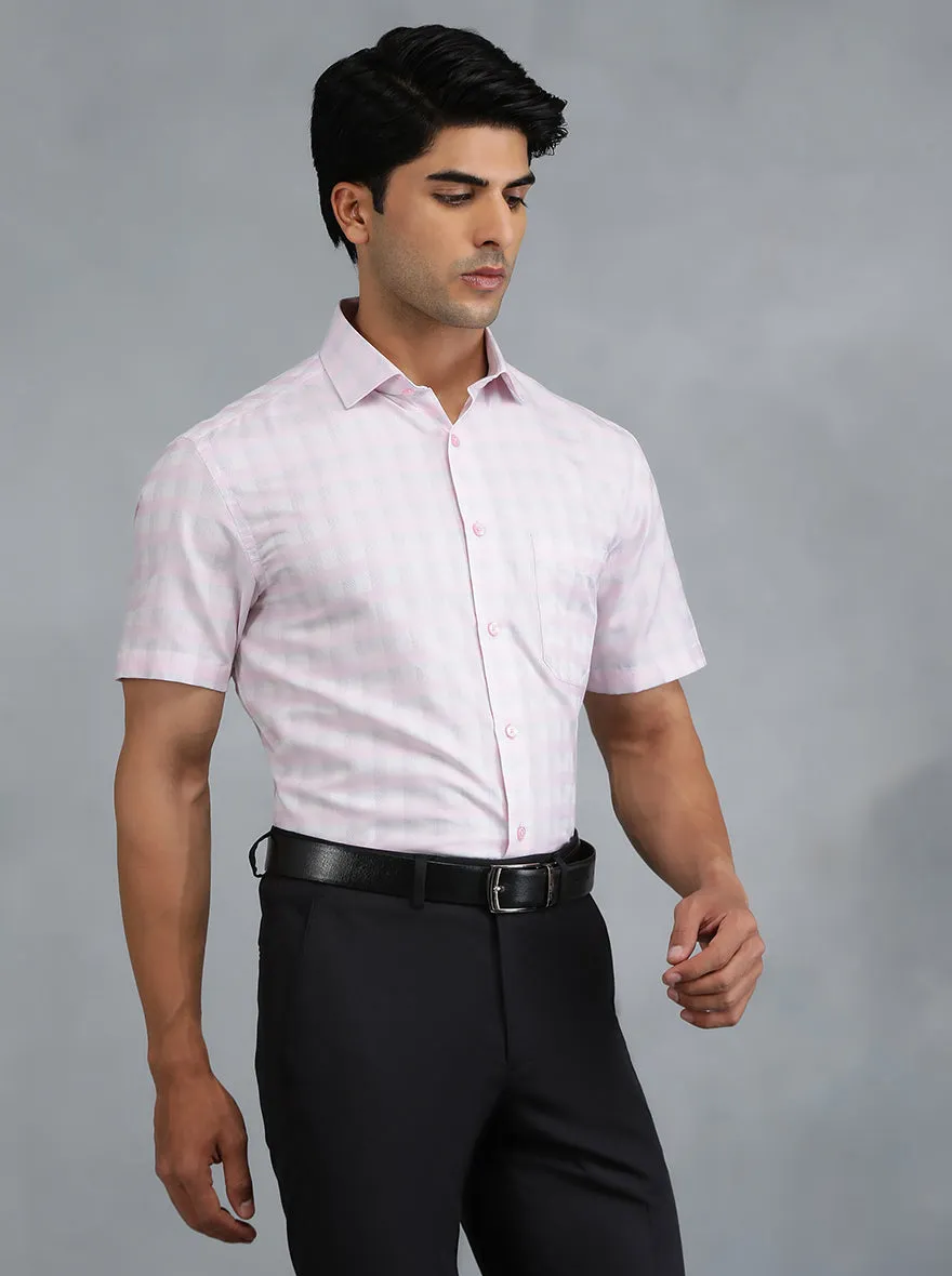 Pink Checked Regular Fit Formal Shirt | Greenfibre
