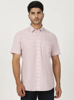 Pink Checked Smart Fit Semi Casual Shirt | Greenfibre