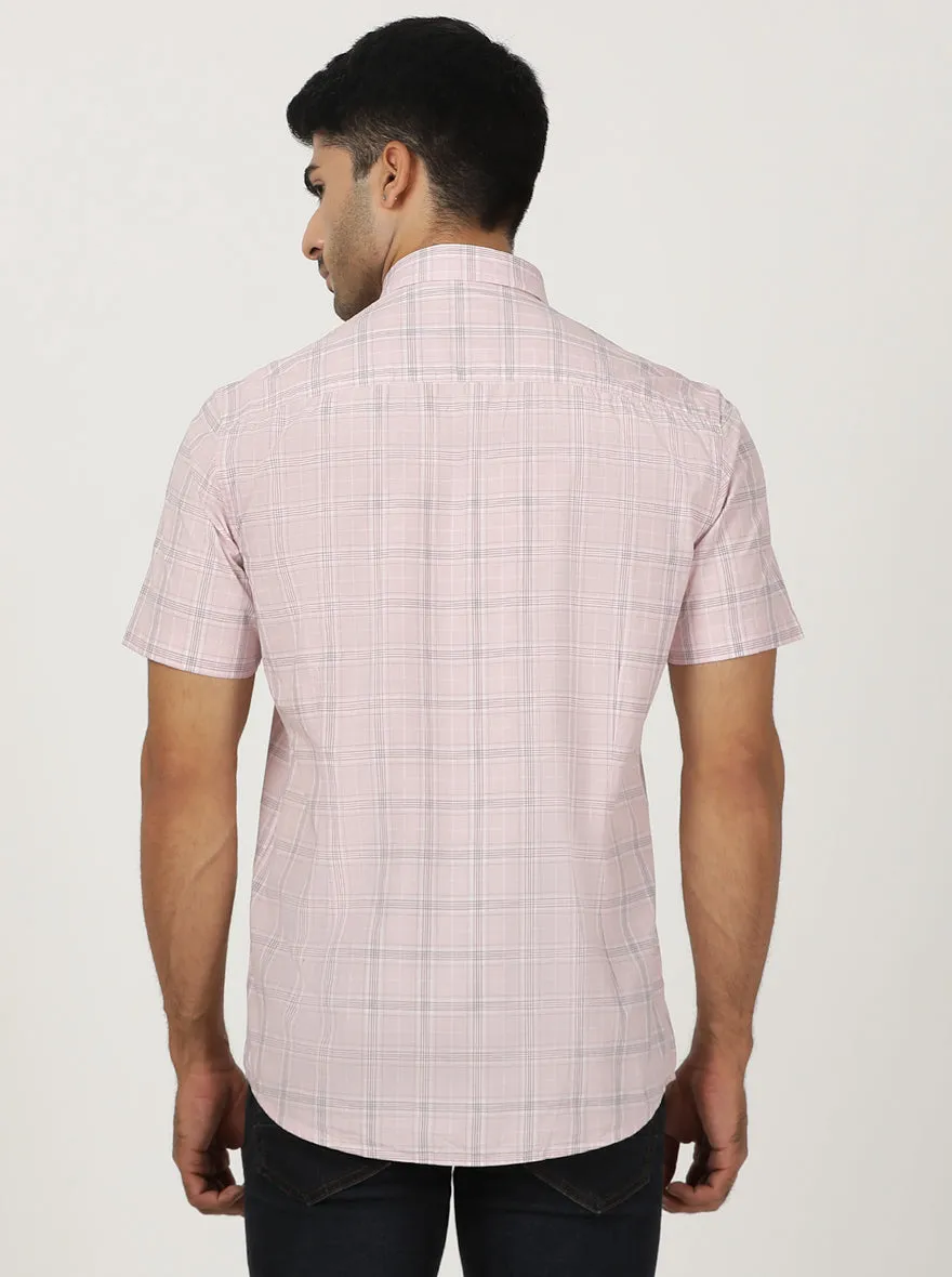 Pink Checked Smart Fit Semi Casual Shirt | Greenfibre