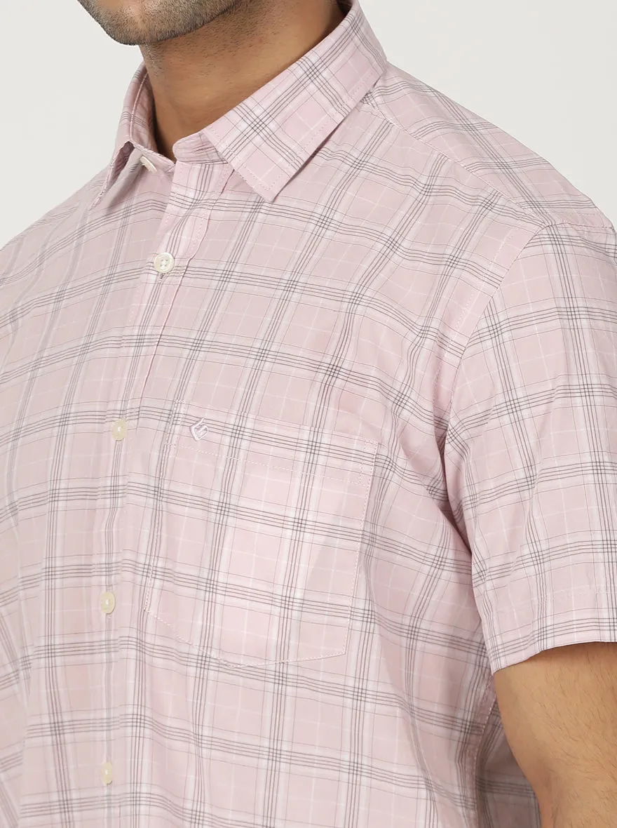 Pink Checked Smart Fit Semi Casual Shirt | Greenfibre