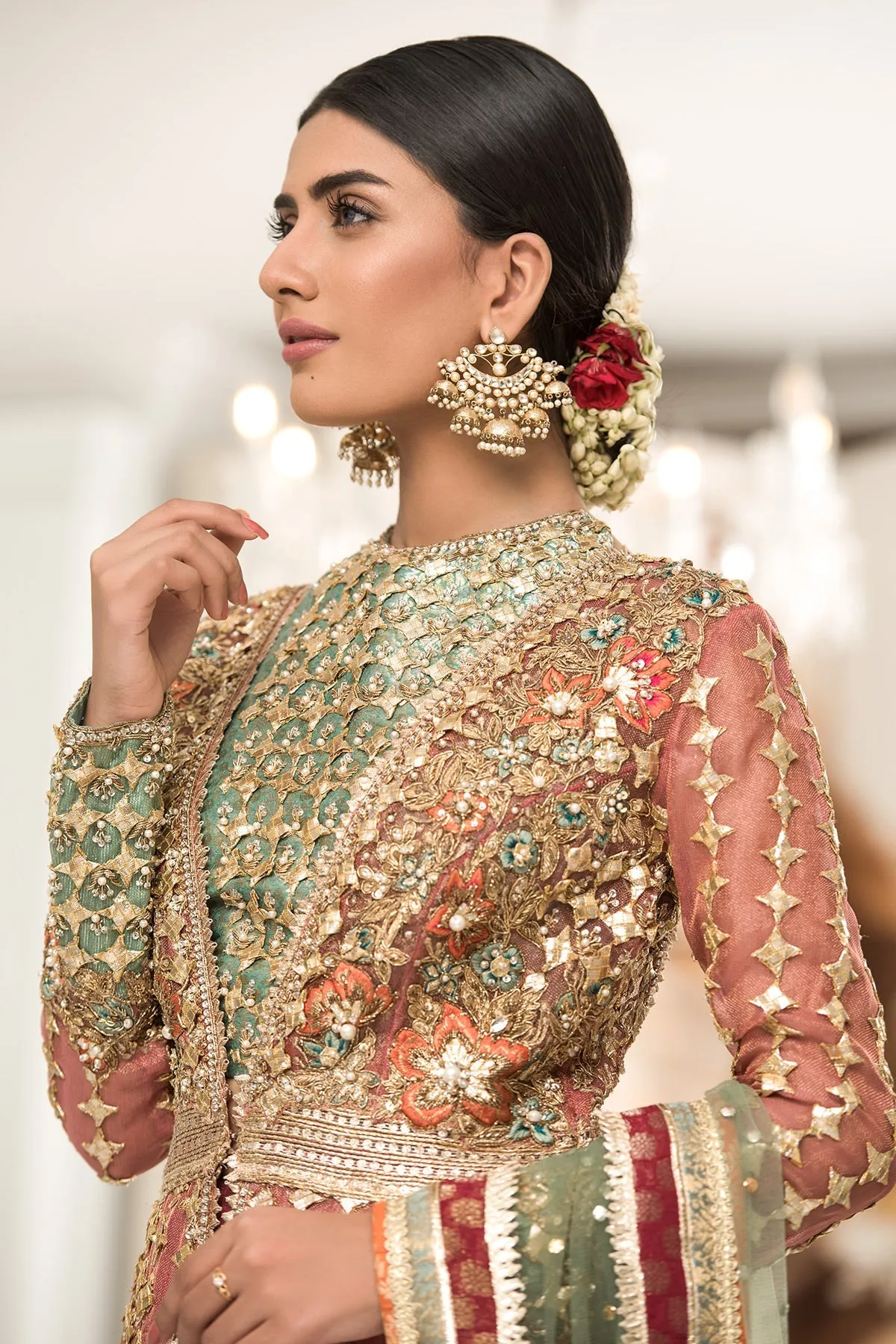 Pink Jamawar Sharara Frock Pakistani Wedding Dresses