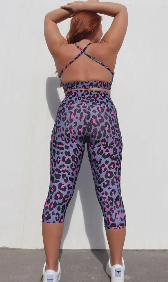 Pink Leopard Capri Leggings