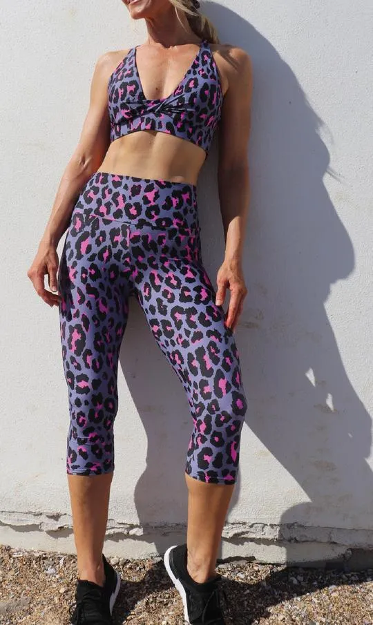 Pink Leopard Capri Leggings