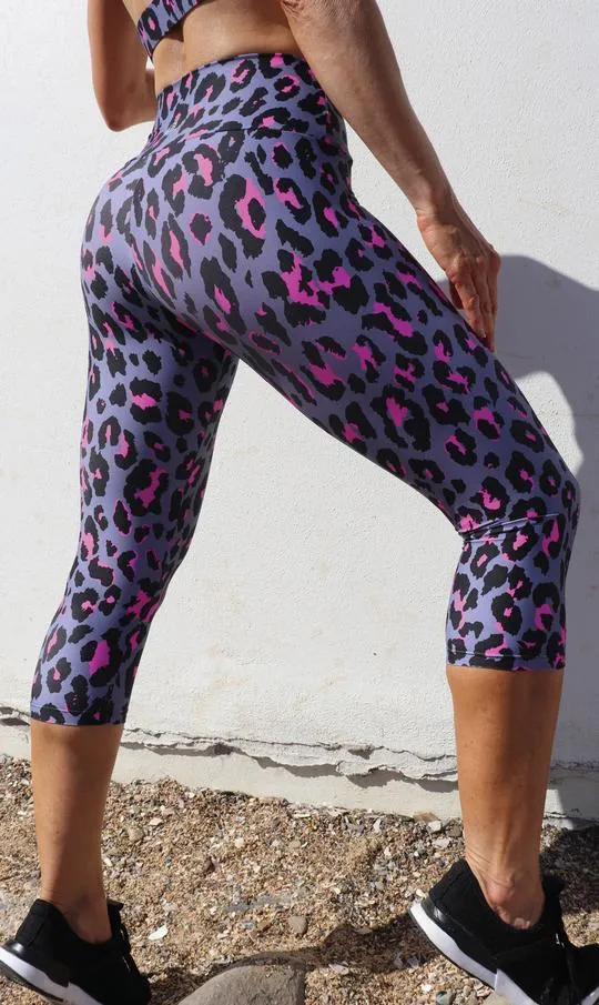Pink Leopard Capri Leggings
