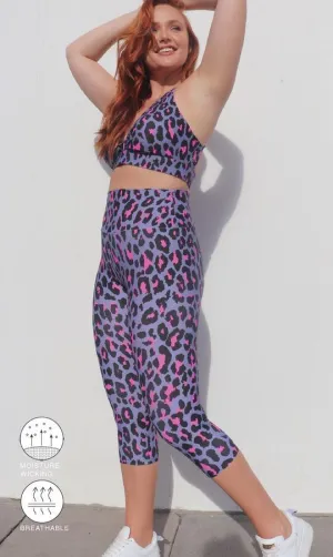 Pink Leopard Capri Leggings