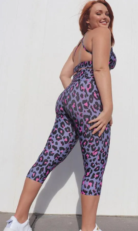 Pink Leopard Capri Leggings