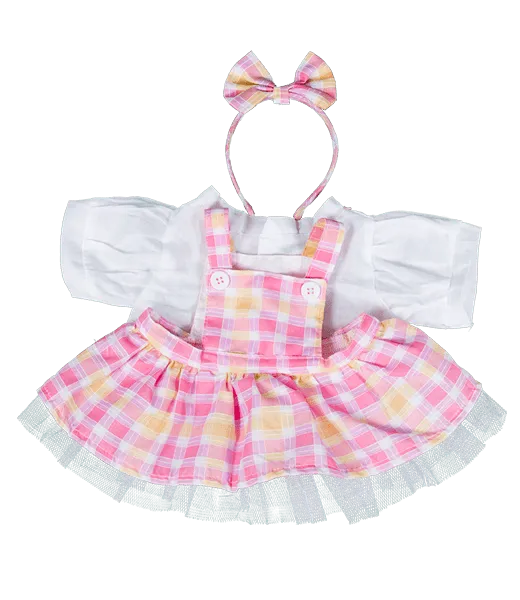 Plaid Pinafore W/ Headband