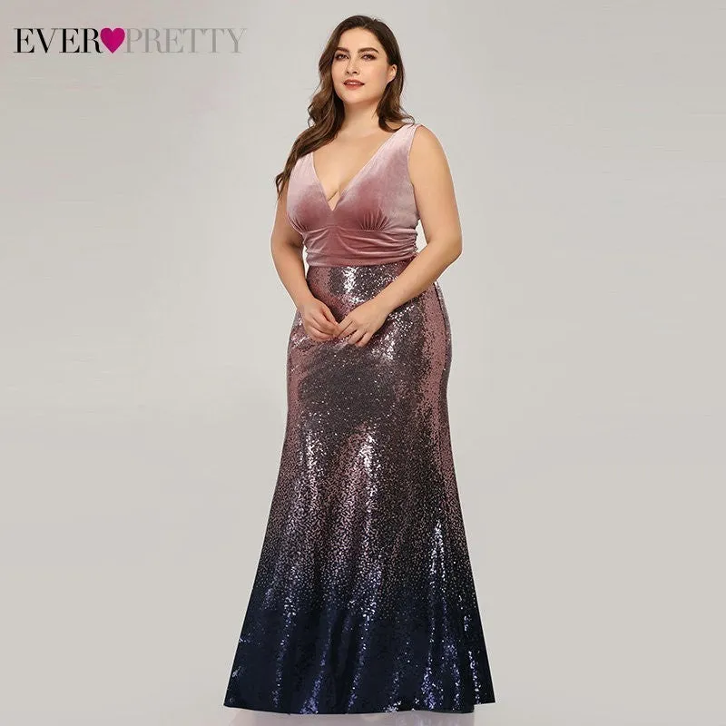 Plus Size Evening Sexy V-Neck Sleeveless Dress