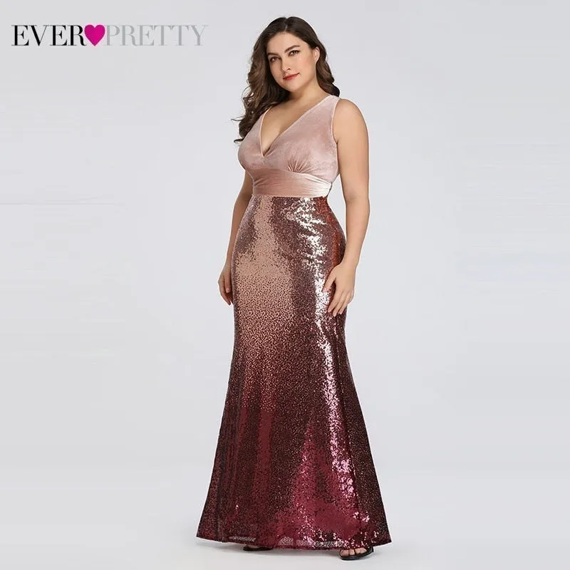Plus Size Evening Sexy V-Neck Sleeveless Dress