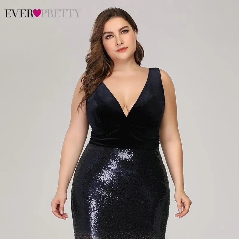Plus Size Evening Sexy V-Neck Sleeveless Dress