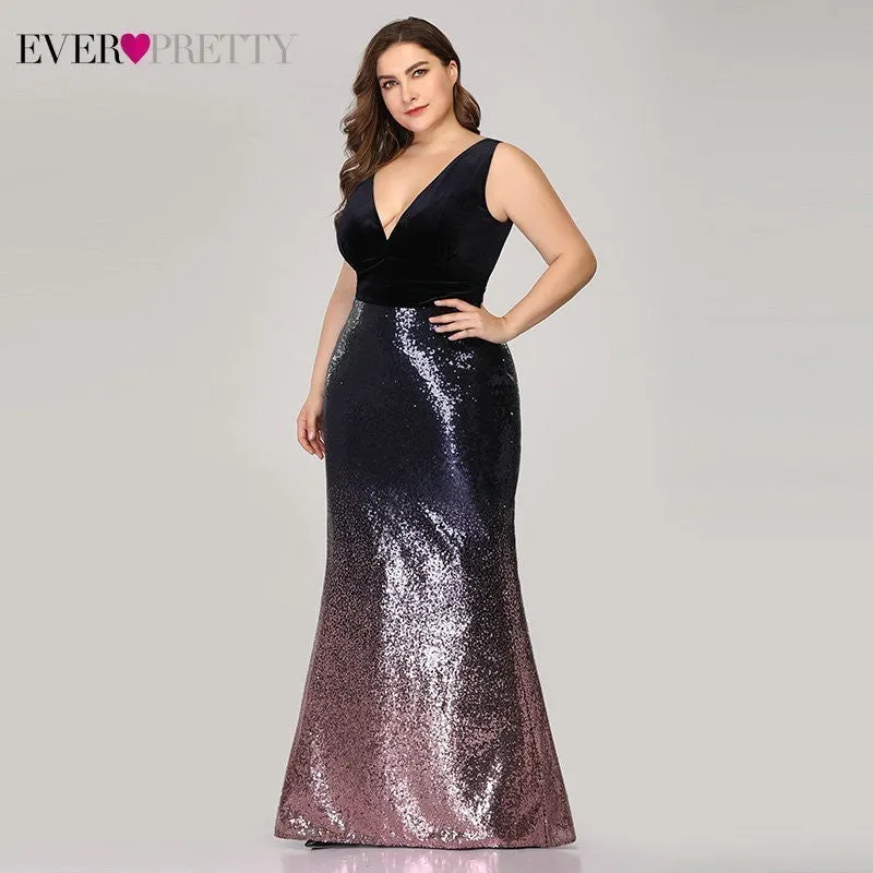 Plus Size Evening Sexy V-Neck Sleeveless Dress