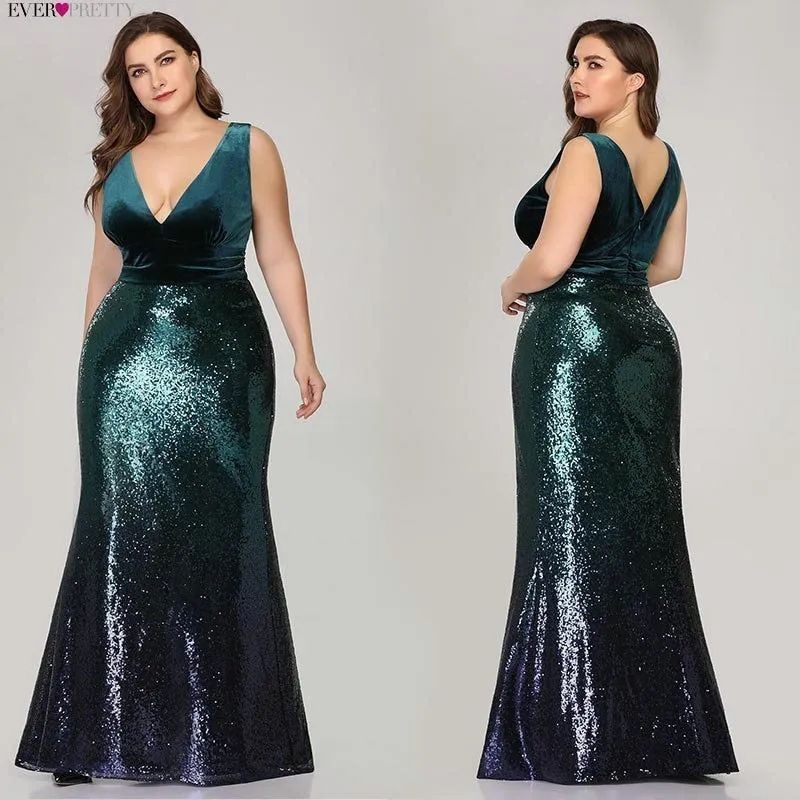 Plus Size Evening Sexy V-Neck Sleeveless Dress
