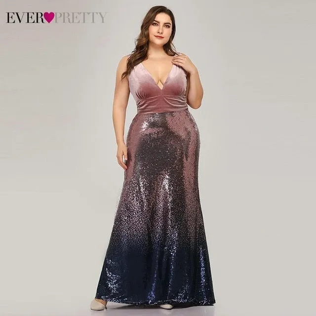 Plus Size Evening Sexy V-Neck Sleeveless Dress