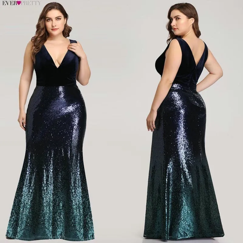 Plus Size Evening Sexy V-Neck Sleeveless Dress