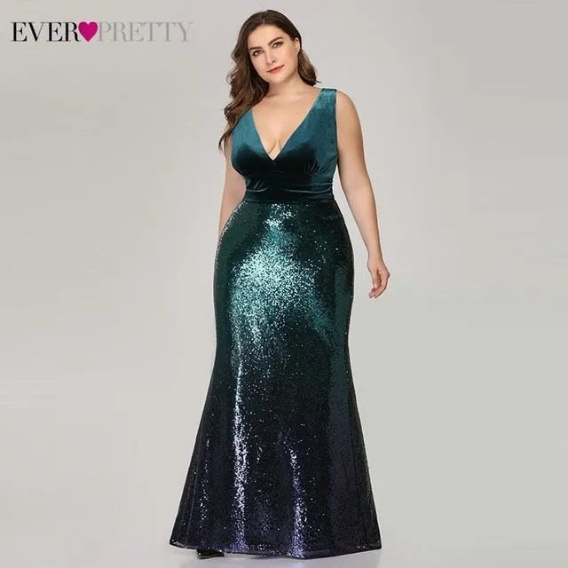 Plus Size Evening Sexy V-Neck Sleeveless Dress