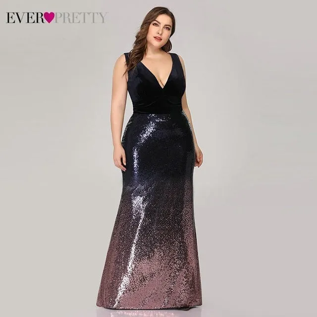 Plus Size Evening Sexy V-Neck Sleeveless Dress