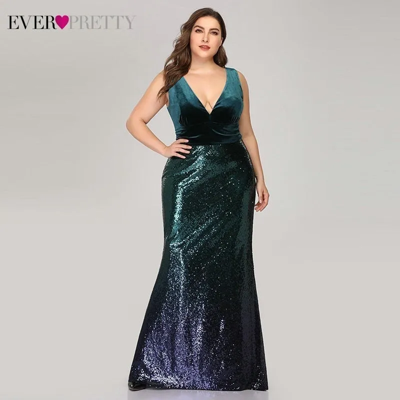 Plus Size Evening Sexy V-Neck Sleeveless Dress