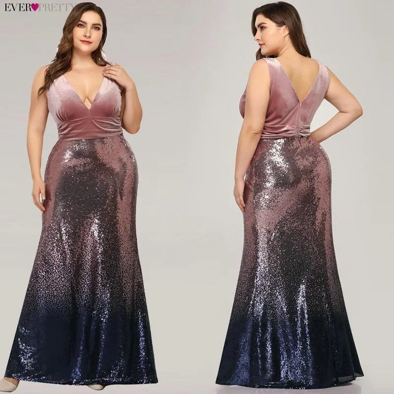 Plus Size Evening Sexy V-Neck Sleeveless Dress