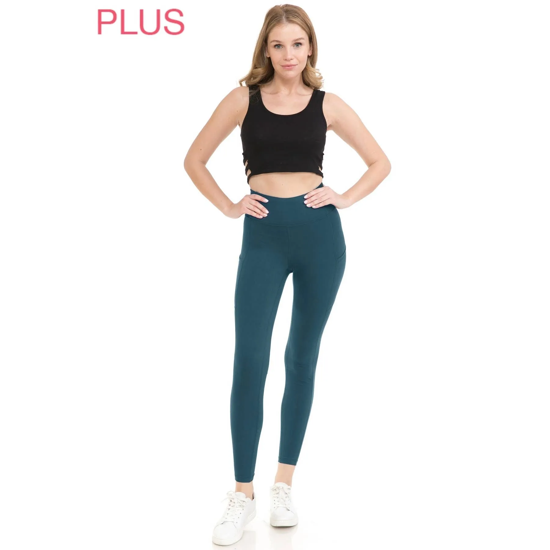 Plus Size Premium High Waist Solid Activewear Leggings