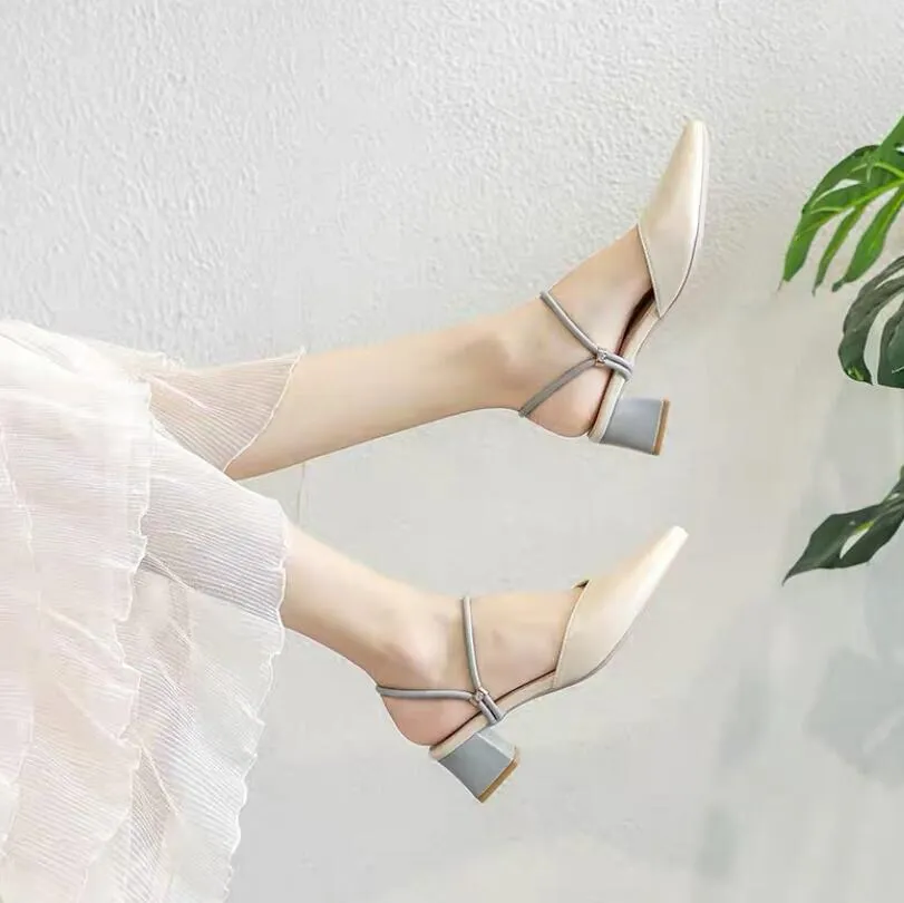 Pointy Block Heel Sandals For Small Feet GS168