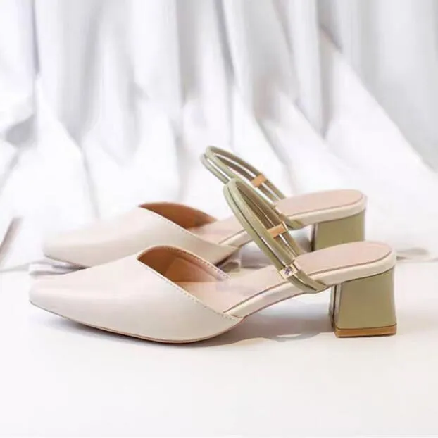 Pointy Block Heel Sandals For Small Feet GS168