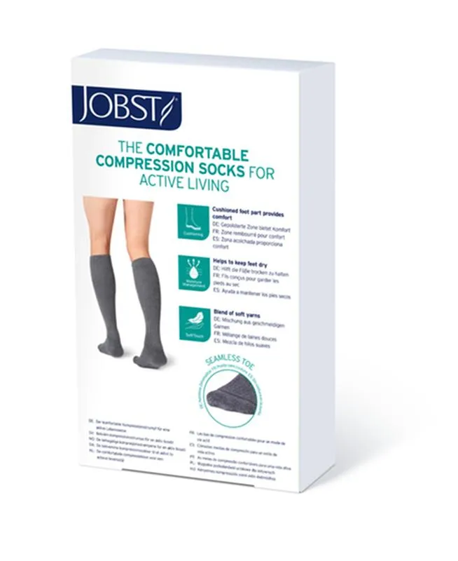 PR/1 JOBST ACTIVEWEAR UNISEX, KNEE HIGH, 15-20MMHG, SM, BLACK, CLOSED TOE