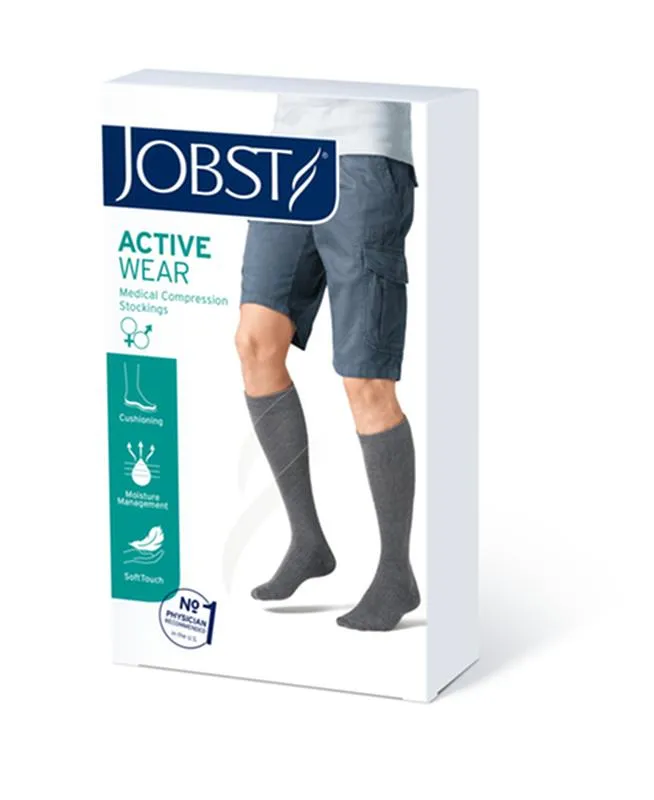PR/1 JOBST ACTIVEWEAR UNISEX, KNEE HIGH, 15-20MMHG, SM, BLACK, CLOSED TOE