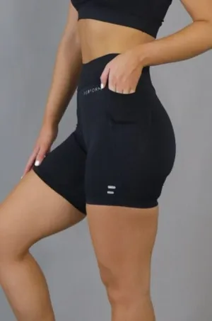(Pre-Order) Perform Mid Waist Mid Shorts - Black