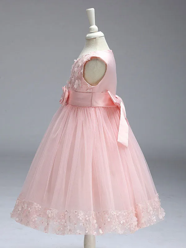 Princess Lilac Purple Lace Tulle Ribbon Bows Kids Tutu Party Dress