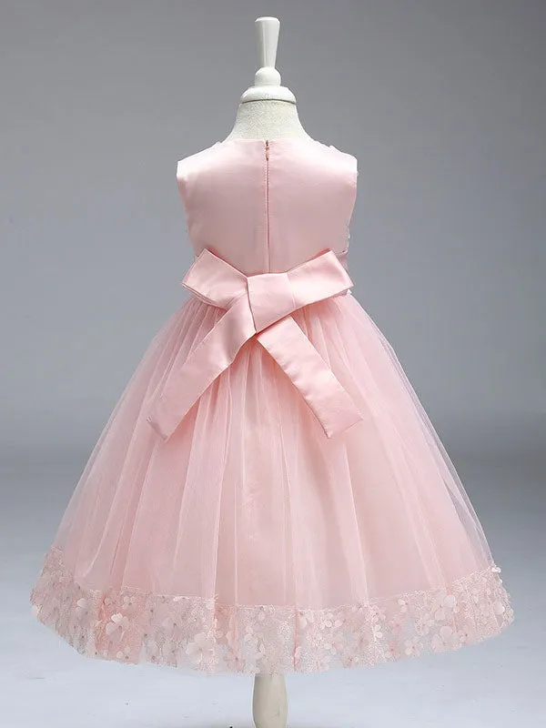 Princess Lilac Purple Lace Tulle Ribbon Bows Kids Tutu Party Dress