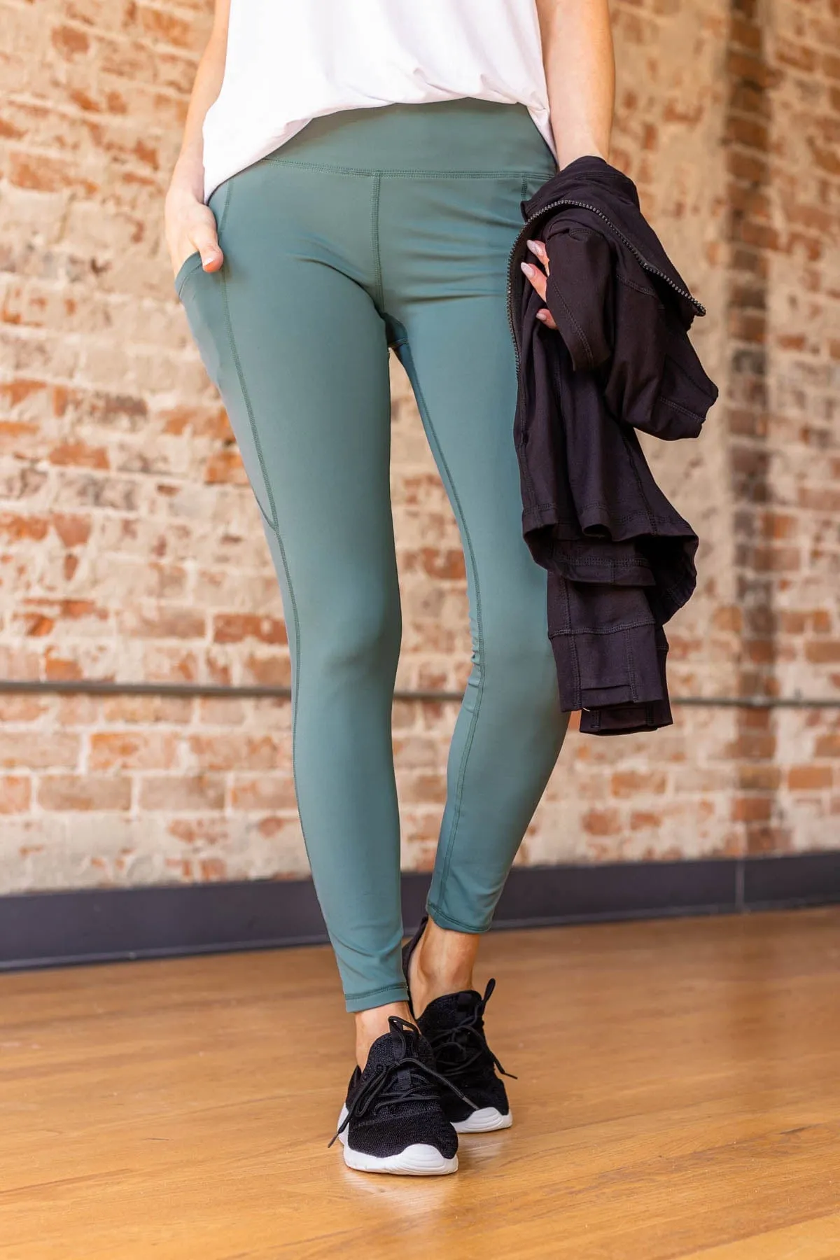 Pulse Basics Jump Right In Athleisure Leggings- Dark Teal