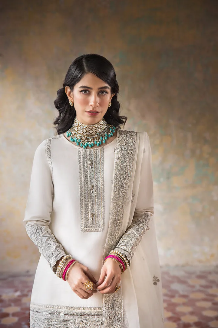 Pure White Raw Silk Salwar Kameez Pakistani Party Dresses