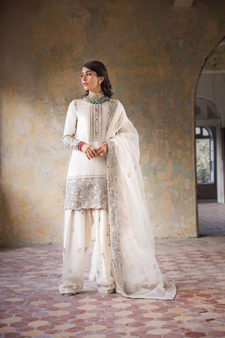 Pure White Raw Silk Salwar Kameez Pakistani Party Dresses