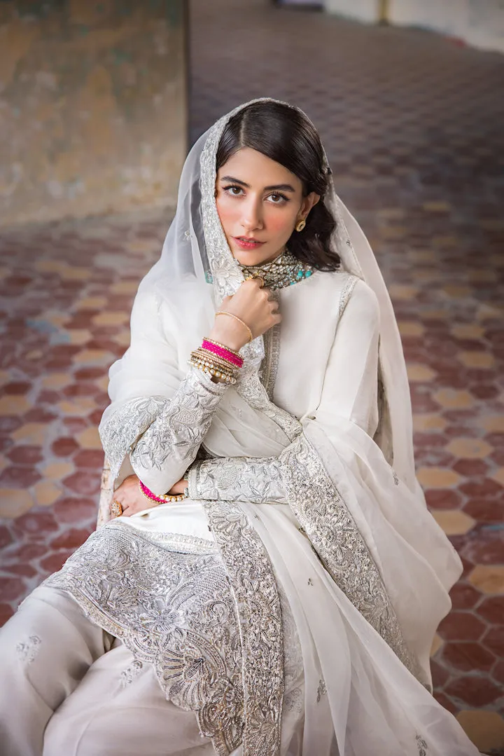 Pure White Raw Silk Salwar Kameez Pakistani Party Dresses
