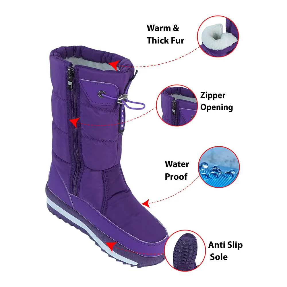 Purple Amethyst, High Rise waterproof Winter Snow Boots for Women for minus temperature