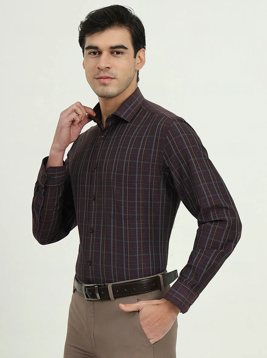 Purple Checked Regular Fit Formal Shirt | Greenfibre