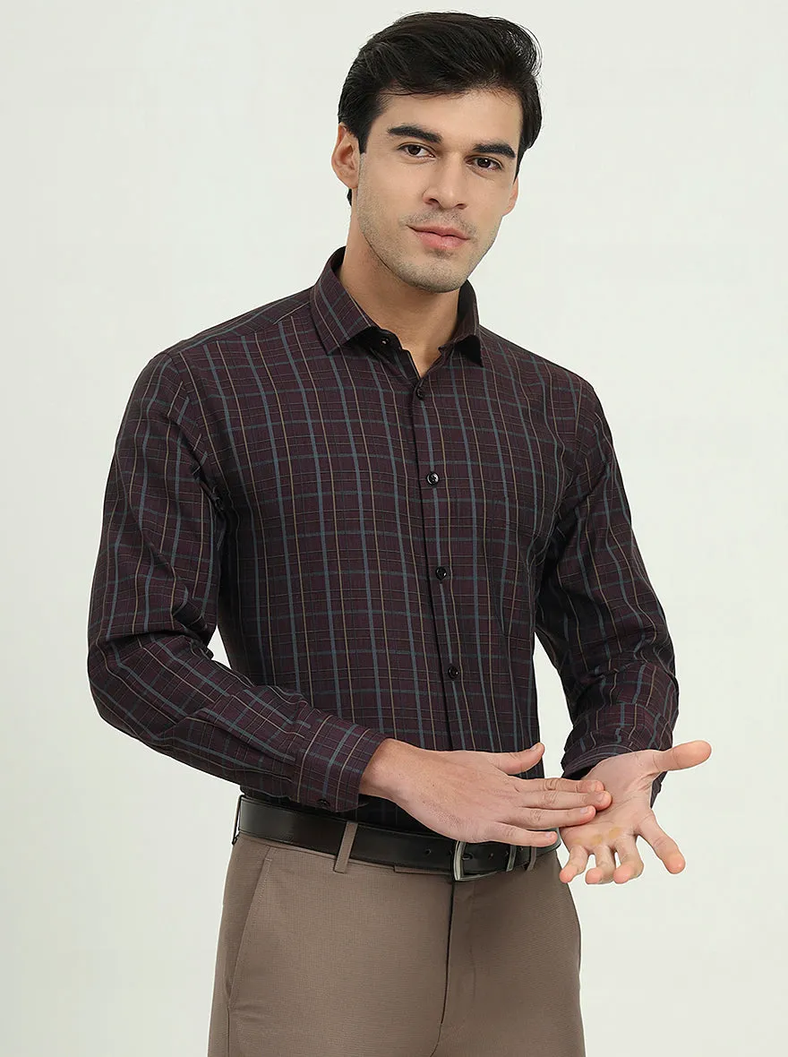 Purple Checked Regular Fit Formal Shirt | Greenfibre
