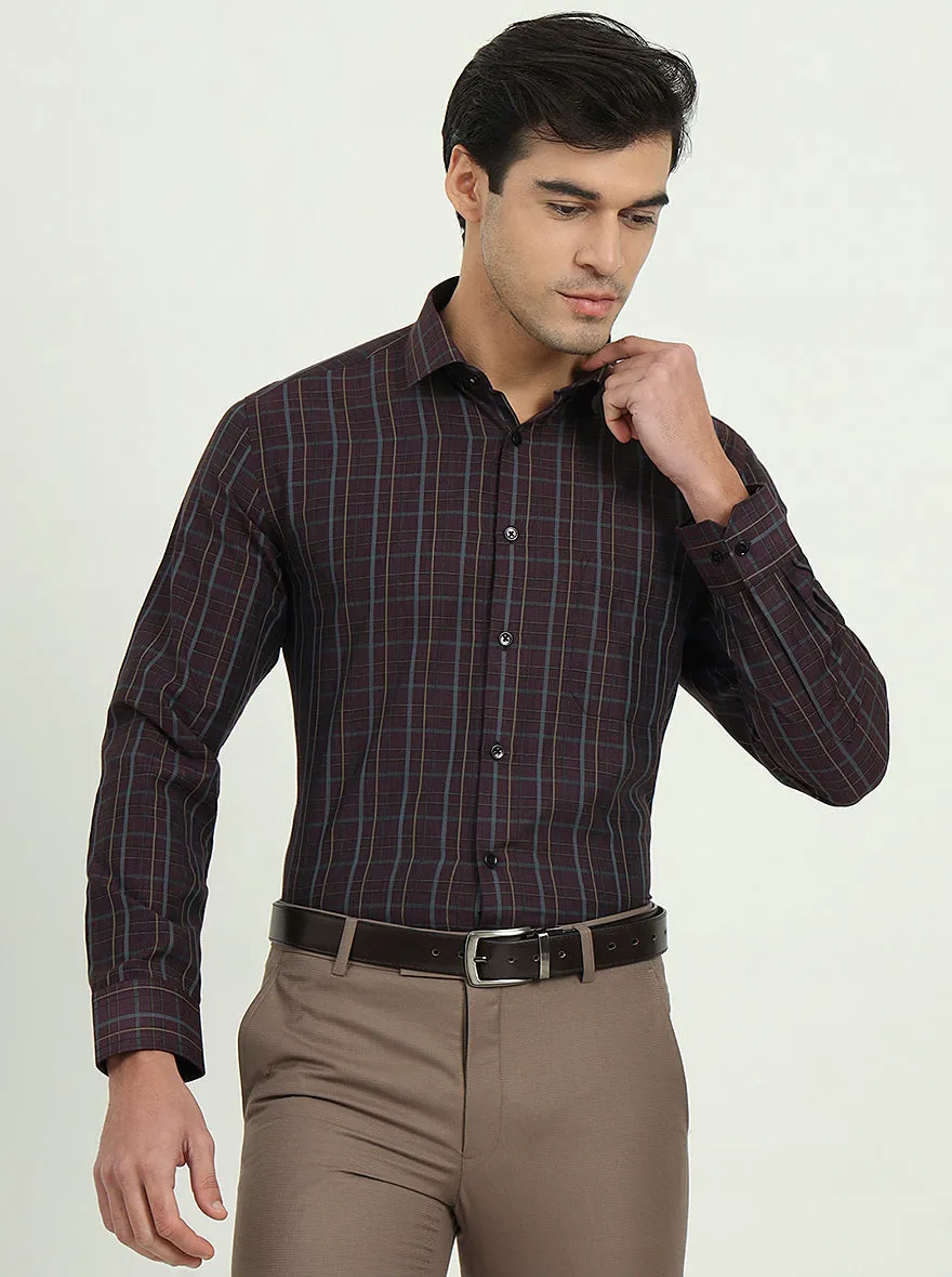 Purple Checked Regular Fit Formal Shirt | Greenfibre