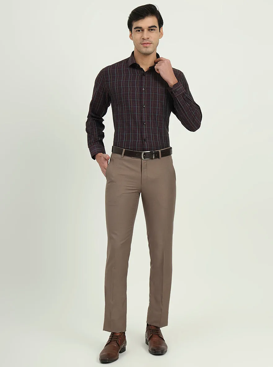 Purple Checked Regular Fit Formal Shirt | Greenfibre