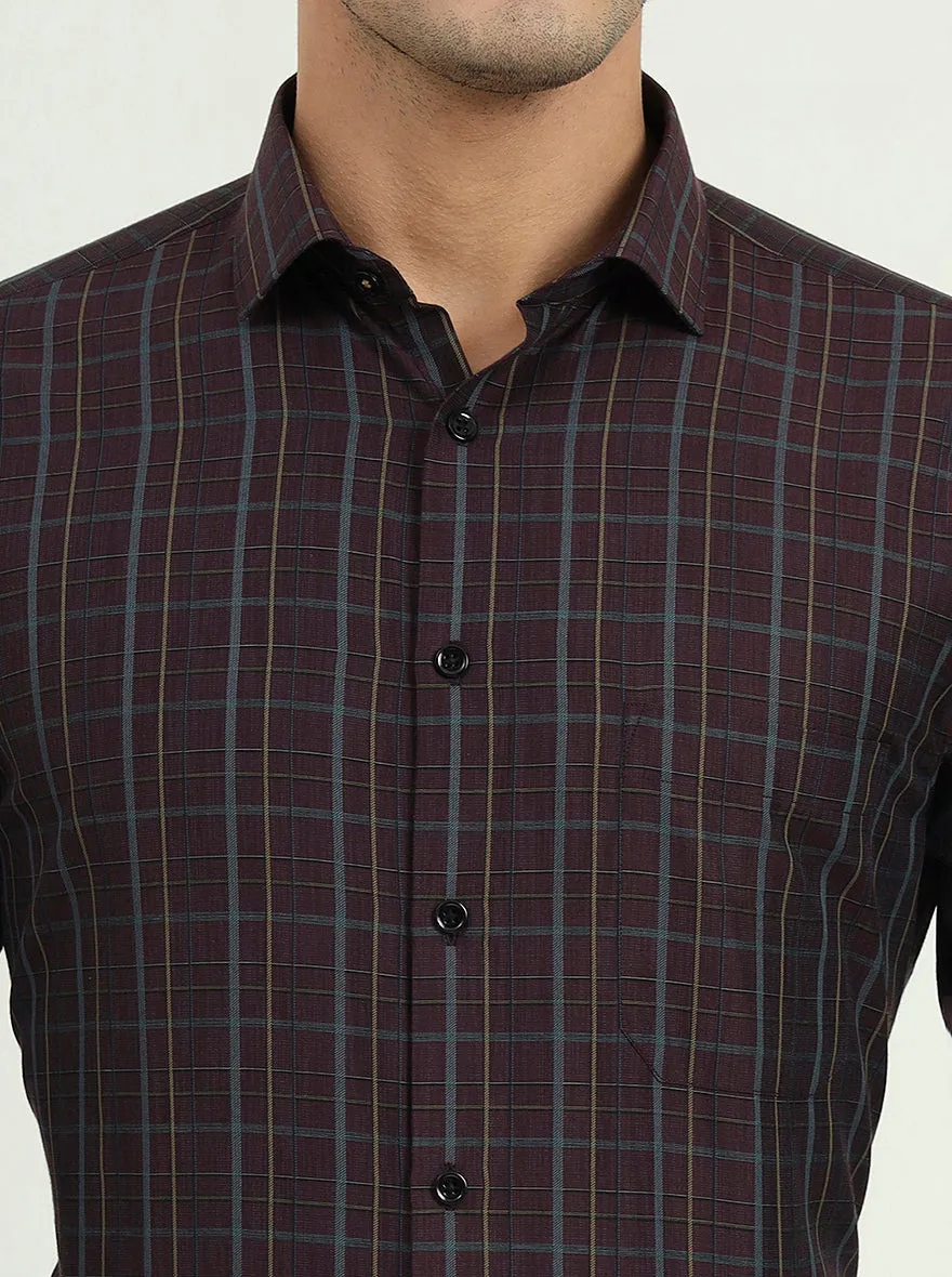 Purple Checked Regular Fit Formal Shirt | Greenfibre