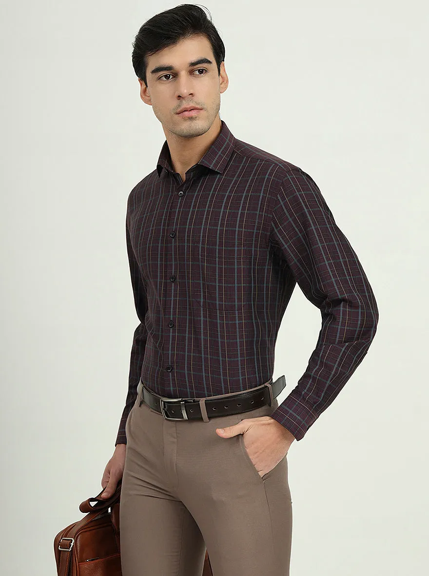 Purple Checked Regular Fit Formal Shirt | Greenfibre