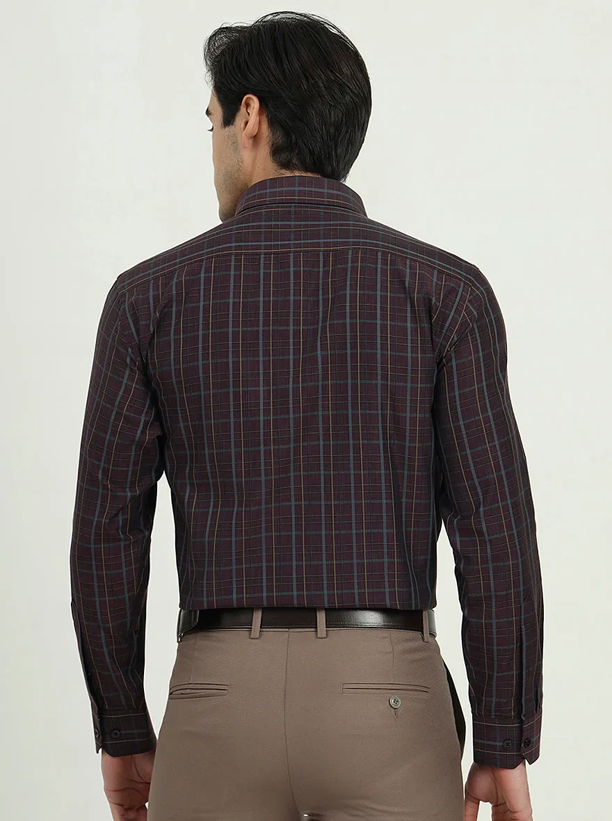 Purple Checked Regular Fit Formal Shirt | Greenfibre