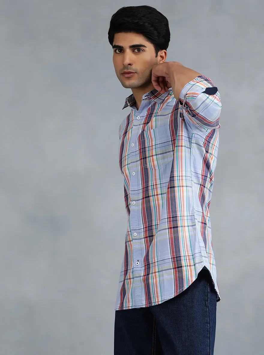 Purple Checked Slim Fit Casual Shirt | JadeBlue