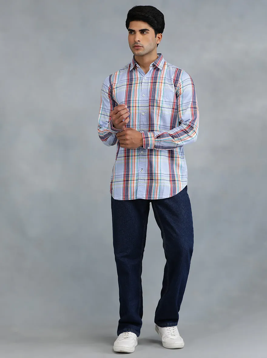 Purple Checked Slim Fit Casual Shirt | JadeBlue